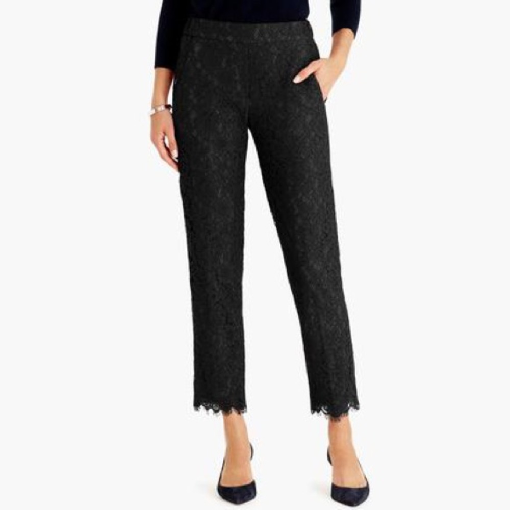 Coldwater Creek‎ Black Floral Lace Overlay Pants Size 8